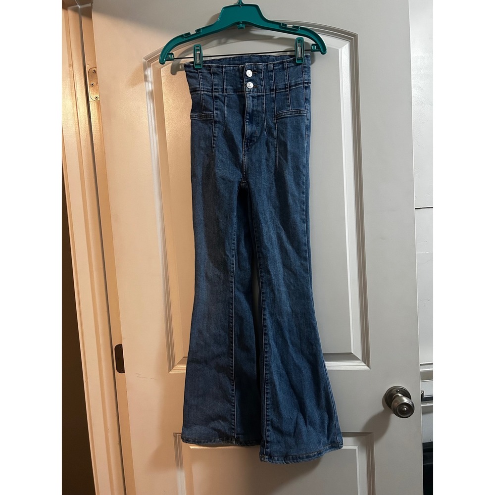 Free People We The Free jayde Flare Jeans Blue Medium Wash 25 High Rise